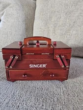 Wooden Singer Sewing Box Handle  Accordion Fold Out Vintage 8 1/4 " long