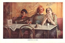 VINTAGE PUNCH DOUBLE-PAGE COLOR ILLUSTRATION FROM 1929 "CHRISTMAS IN SOHO"