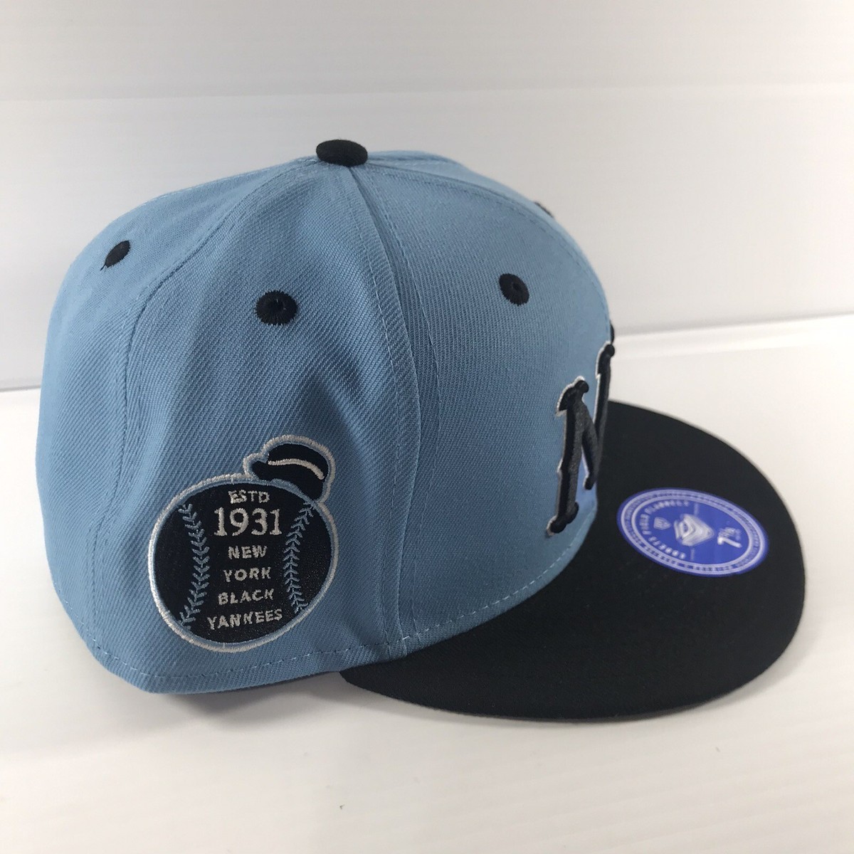 New York Black Yankees Hat Cap 1931 Fitted Size 7 3/8 Blue Ebbets