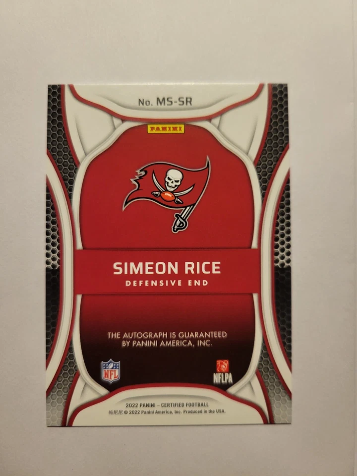 SIMEON RICE 2022 Panini Certified Pink Mirror Signatures 18/40!- Tampa Bucs!! - Image 2 of 2