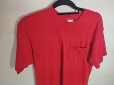 Vintage Single Stitch Fruit of the Loom blank Red Pocket T 42-44 USA made