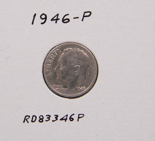 1946-P Roosevelt dime, 90% silver coin.