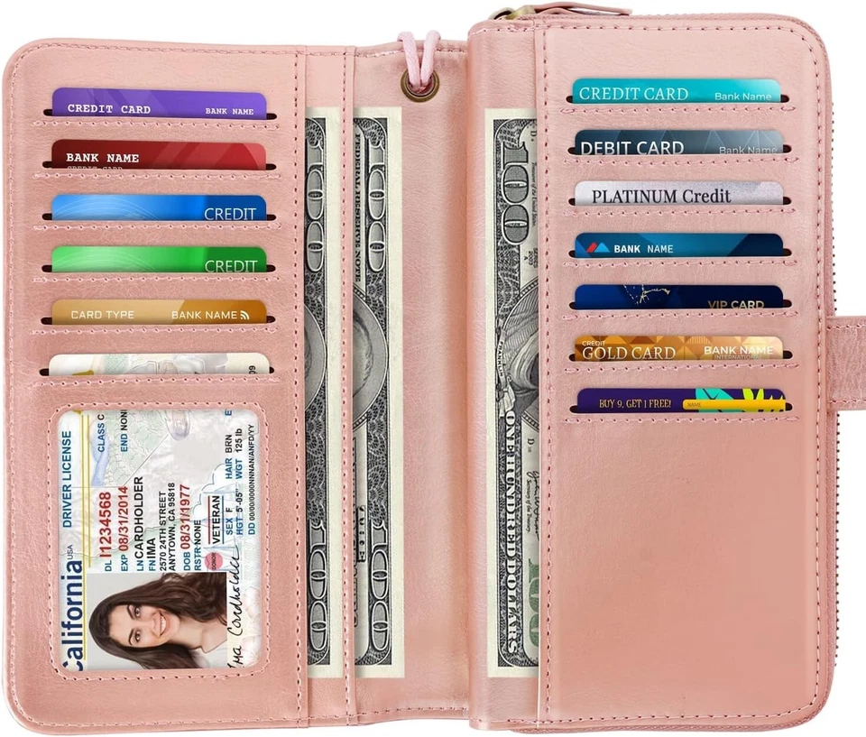 Cartera de mujer de gran capacidad con protección RFID y 12 ranuras para tarjetas - Diseño elegante Foto 4 de 4