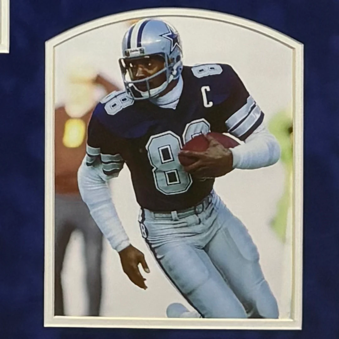 Drew Pearson Signed Dallas Blue Custom Suede Matte Framed Football