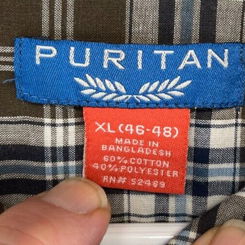 Puritan Dress Shirt - Mens XL (46-48) Brown Plaid - Button Down Shirt (1727) - Picture 11 of 13