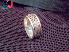 Braided Spinner Band Ring 925 Sterling Silver Handmade Ring Women Chunky Band LJ