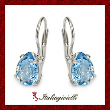 Orecchini Goccia Acquamarina in Argento 925 Rodiato Oro Bianco Donna