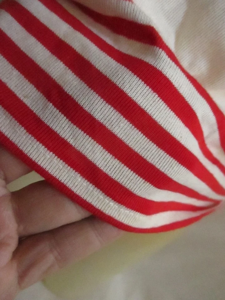 Camiseta Feminina Vintage Ponto Único Médio Anos 80 ALABUY LISTRADA NOVA COM ETIQUETAS DS BOXY M - Imagem 3 de 4