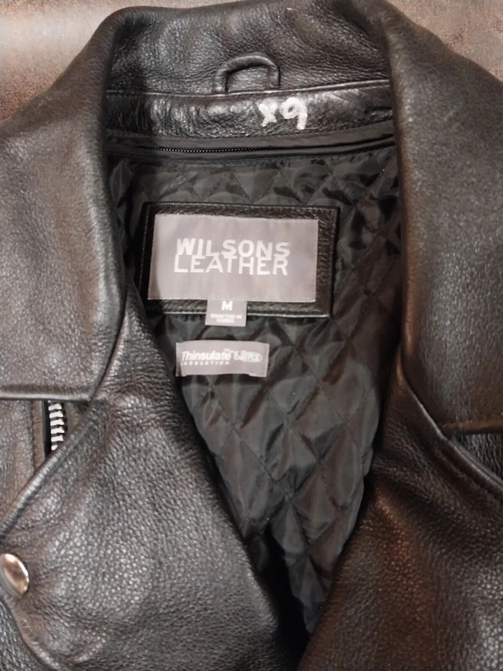 Chaqueta de motociclista Wilson’s de cuero negra vintage talla M forro aislante Foto 3 de 3