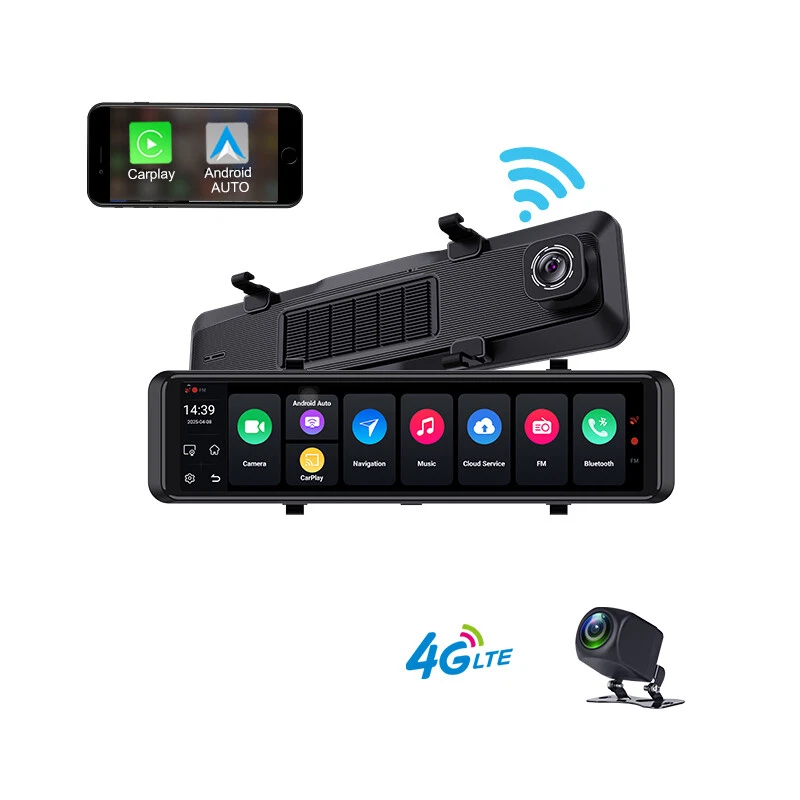 12" 2KHD Touch Ips 4G WIFI Car DVR Camera Android Dash Cam Smart Rearview Mirror - Image 2 of 4