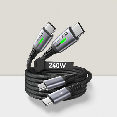 USB C to USB C Cable 240W 6.6ft 2-Pack Fast Charging for iPhone Samsung Laptop
