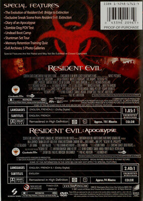 Resident Evil movies: Resident Evil (2002) Apocalypse (2004