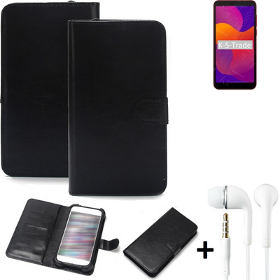 Schutz Hülle für Huawei Honor 9S + earphones Wallet Case + Bumper schwarz Flip
