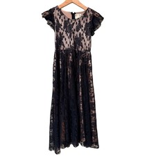 Joyfolie Mia Joy Girls Black Lace Rose Gold Maxi Dress Size 8 Special Occasion