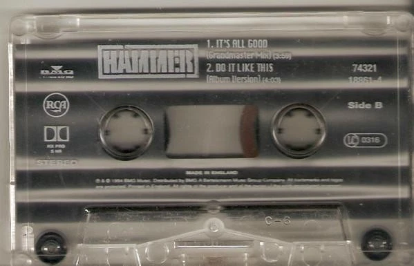 Mc Hammer It's All Good cassette UK BMG 1994 cassette single with card outer - Image 4 of 4