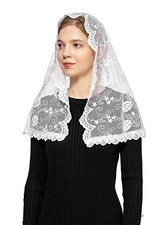D Shape Catholic Church Veil Chapel Veils Latin Mass Head Covering Scarf White