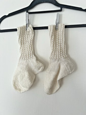 Hausschuhe Damen Gr. 38-40 Rüschendetail handgestrickt Wollsocken