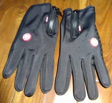 Performance Wind Stopper Gloves w/Touch Screen Pad Ski Warm Black Zipper size XL