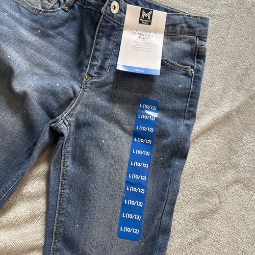 NWT Girls MEMBERS MARK Dark Blue Distressed Skinny Fit  Mid Rise Jeans L 10/12 - Picture 2 of 5