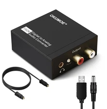 OKUMOE Digital to Analog Audio Converter 192KHz Optical Coaxial to RCA 3.5mm