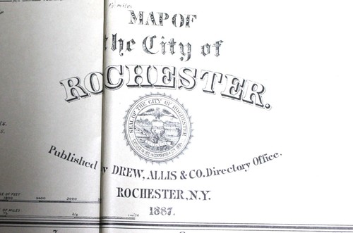 ROCHESTER NEW YORK CITY STRASSENKARTE 1887 VON DREW ALLIS & COMPANY - VINTAGE