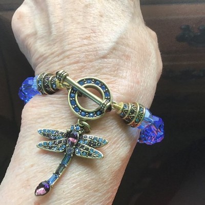 Heidi Daus Dragonfly Swarovski Blue Crystal Bracelet 10 1/2'' Long Elegant Design