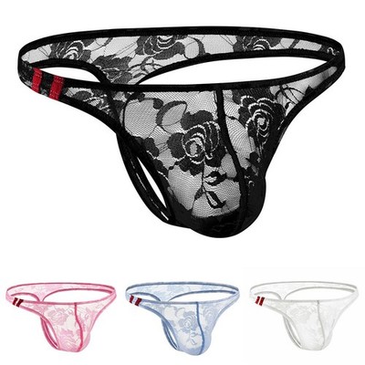 Blumen Spitze Herren Unterwäsche Tanga Slip Low Rise Stretch Atmungsaktiv Passf
