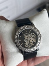 Orologio Vintage Play Boy Bunny Quadrante Quarzo Argento Nero Strass Regolabile Anni 2000