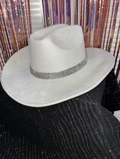 White Rhinestone Cowboy Hat One Size Brand New Fashion Nova OS