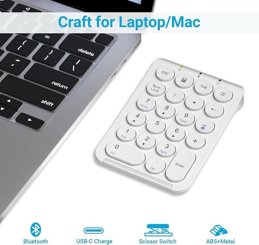iClever KP08 Wireless Numeric Keypad 22 Keys Number Pad Portable Number Keyboard