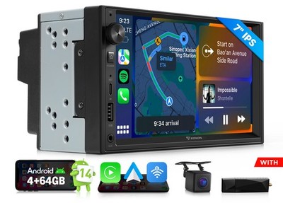Android 14 7'' Autoradio mit GPS Navi Navigation Bluetooth DAB+ Doppel 2 DIN WiFi
