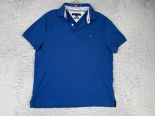 Tommy Hilfiger Polo Shirt Men Small Blue Cotton Custom Fit Short Sleeve READ