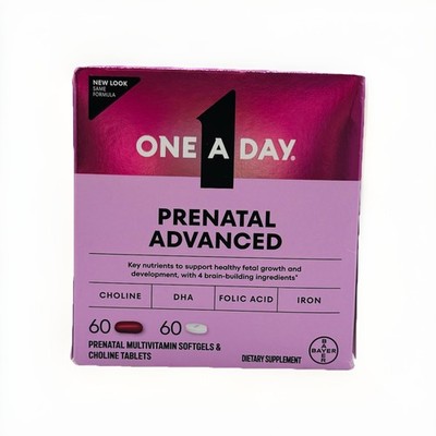 One A Day Prenatal Advanced 60 Multivitamin & 60 Choline Exp 05/2027