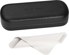 Glasses Case Hard Shell Eyeglass Case with Cleaning Cloth, PU Leather Protective