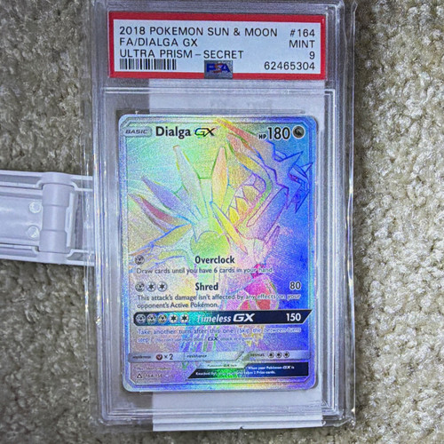 Pokemon Dialga GX 164/156 SM-Ultra Prism Secret Rare Full Art Holo PSA 9