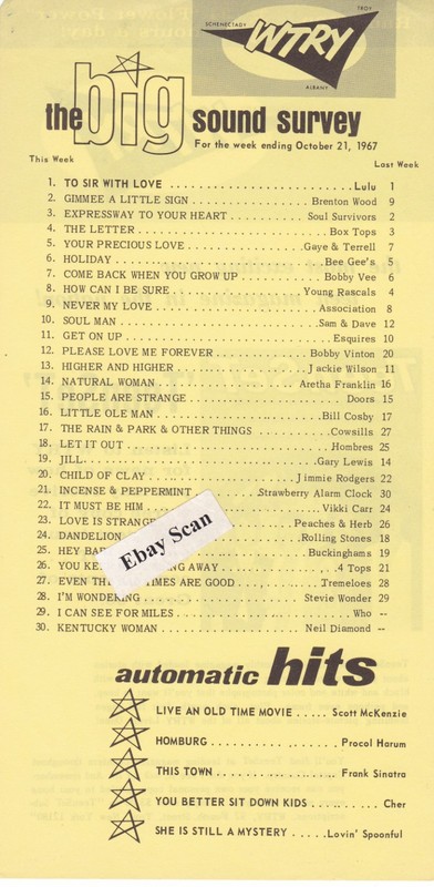 WTRY Troy-Albany-Schenectady NY Top 40 Radio Music Survey 10-21-67