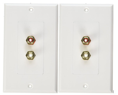 Set of 2 Pyle Home PHRCA2 Dual Stereo RCA Wall Plates for 2 Speakers