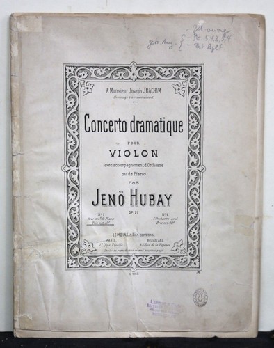 Hubay, Concerto dramatique pour Violon/orchestre. Op. 21. Kl.a./Stimmen, 1886/87 - Bild 1 von 3