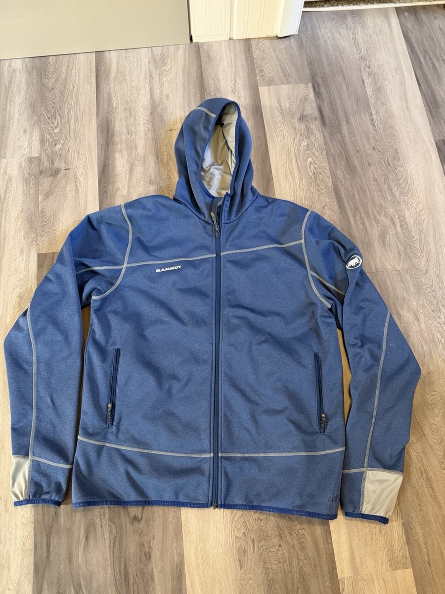 Mammut Mens XXL Blue Polartec Thermal Pro Fleece Full Zip Hoodie