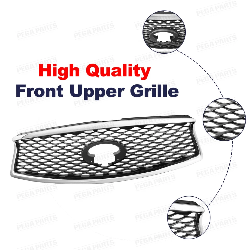 Grey Black Front Bumper Upper Grille Grill Assembly For 2016 2017 INFINITI QX50 Foto 2 de 4