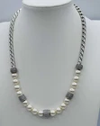 Brighton Meridian Pearl Crystal Necklace White Beads Silver Plated