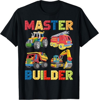 Master Builder Toys Excavator Fire Truck Tractor Dump Truck T-Shirt