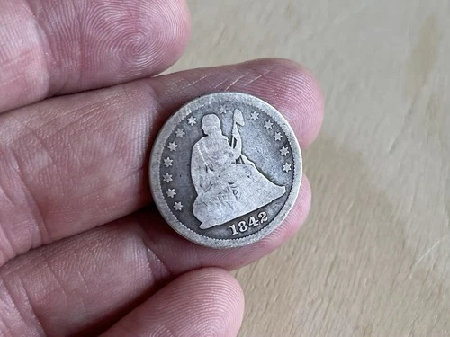 1842-O Seated Liberty Quarter Large Date GOOD