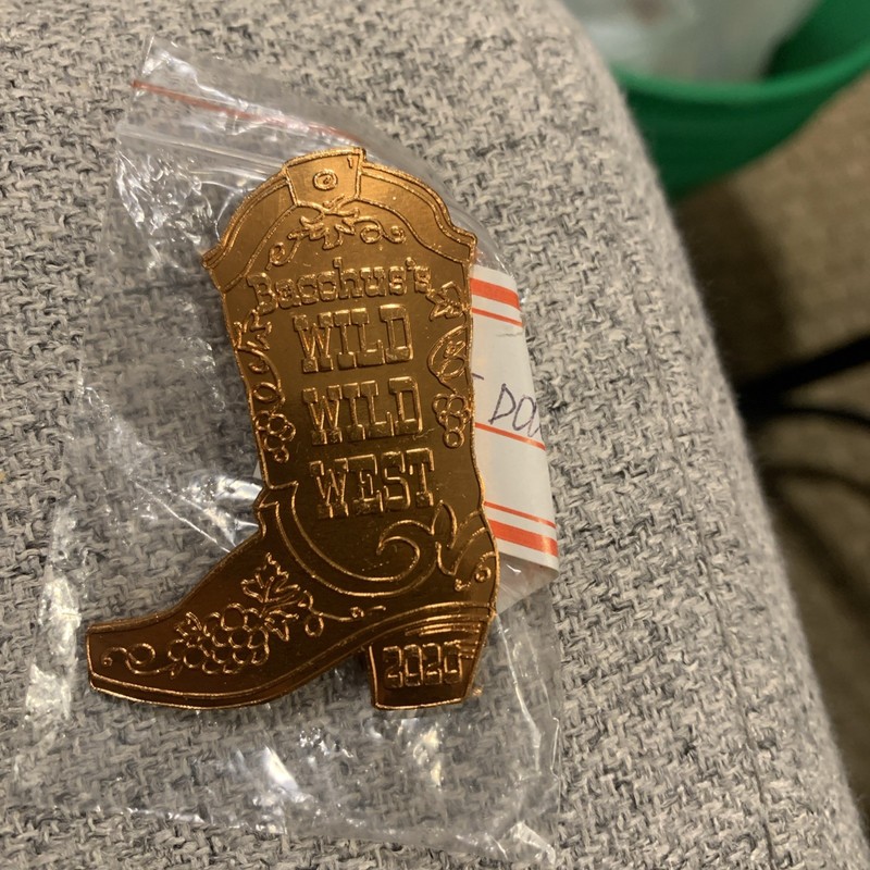 Krewe Bacchus 2020 Wild Wild West Boot Die-cut Aluminum Doubloon Nola