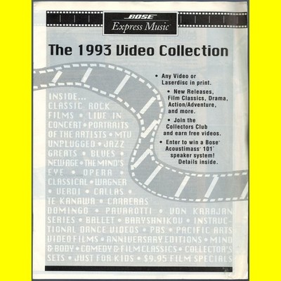 BOSE express music 1993 VIDEO COLLECTION catalog list vintage old VHS BETA {RARE