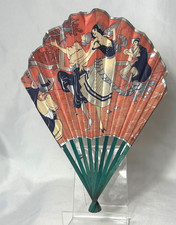 1927 Shell Shaped Paper Folding Fan Dancers  Musicians Eventails Paris