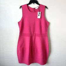 Ted Baker Gorgeta Tulip Hem Knit Dress Bright Pink 6 Equals 14