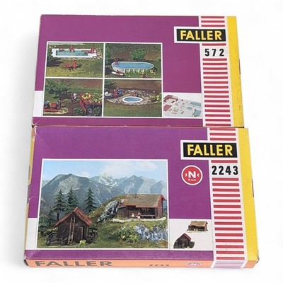 2 Faller Kits #572 HO Kit - Swimming Pool and Garden Equipment #2243 Cabin