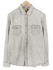 HUGO BOSS EdaE Men s Button-Front Shirt L Light Gray Washed Long Sleeve