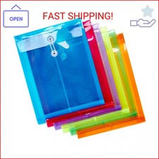 6 Pack Plastic Envelopes Poly Envelopes Expandable Files Document Folders with B